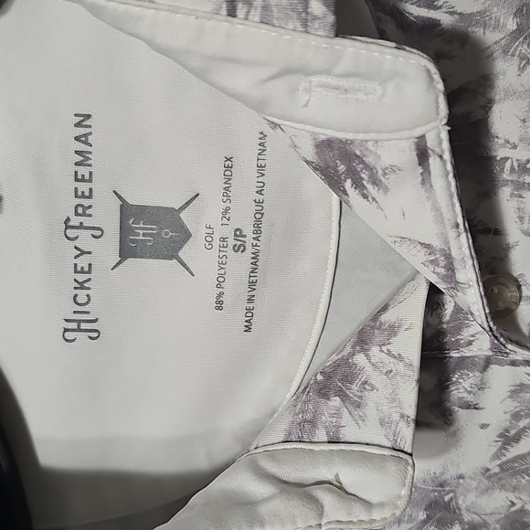 Hickey Freeman Tropical Palm Tree Polo Shirt Size Small - Picture 3 of 6